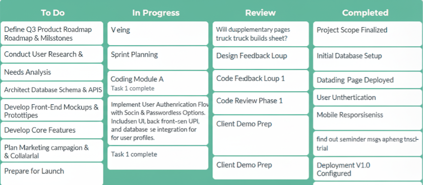 Kanban board screenshot